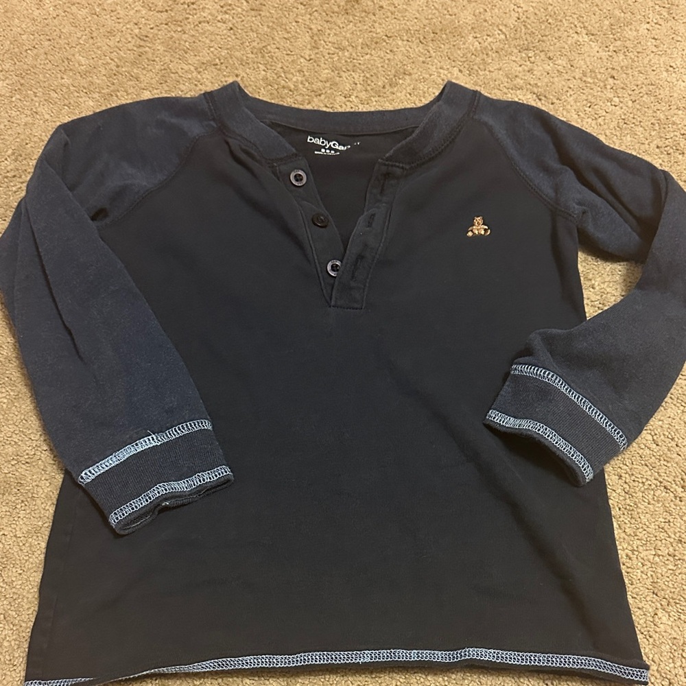 GAP Dark Blue Long Sleeve Henley Shirt
